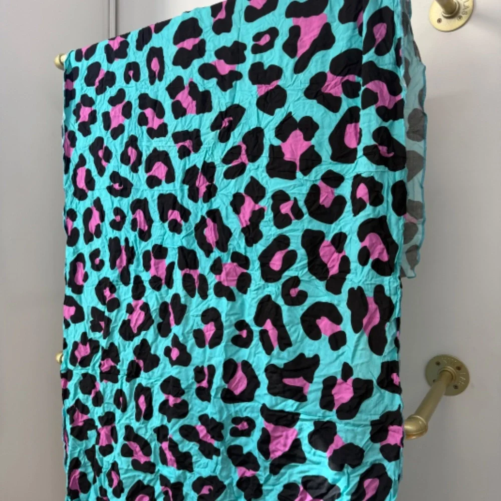 Women’s Turquoise Leopard Print Bikini Set with Matching Cover-Up